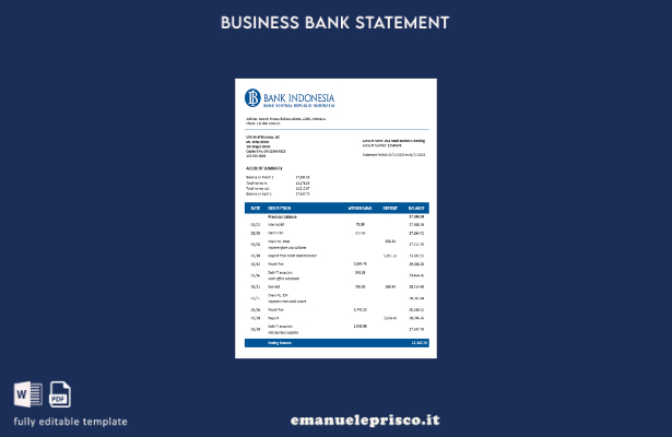 stile verificato Banca società indonesiana che controlla estratto conto Modello 